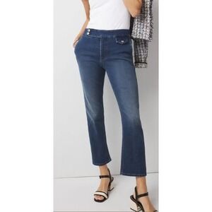 WHBM White House Black Market High Rise Tab‎ Detail Kick Flare Crop Jeans - Sz 4